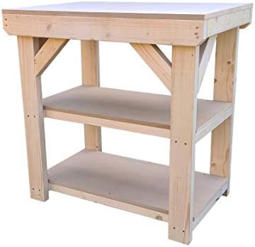 Wooden 18mm MDF WorkBench With Double Shelf - 3FT to 6FT - Work Table Hand Made Strong Heavy Duty - Made From Construction Grade Timber (3ft)