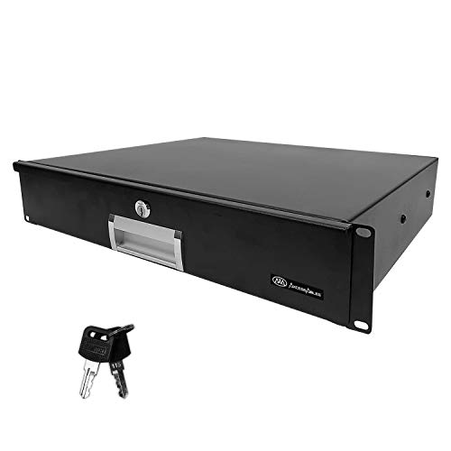 2U Locking Rack Drawer By Axcessables | 15" Deep Secured Metal Server Rack Mount Storage Drawer | 45Lb Capacity | Compatible With 19-Inch Networking Racks, Audio Video Equipment Cabinets (Rkdrawer2U) #TOP2