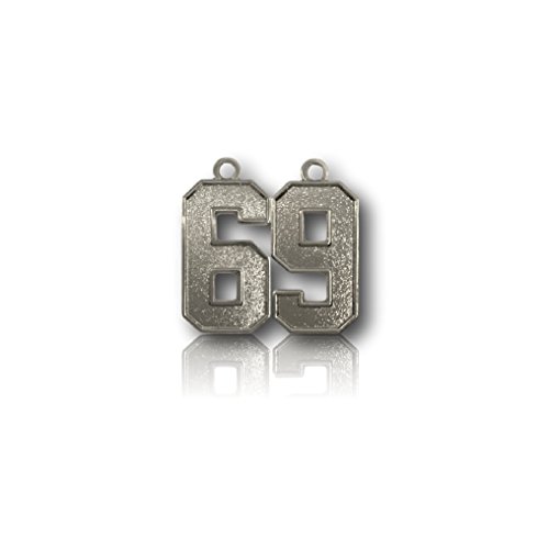 Number 69 Silver Plated Jersey Style Sports Necklace Charm Pendant (0.8
