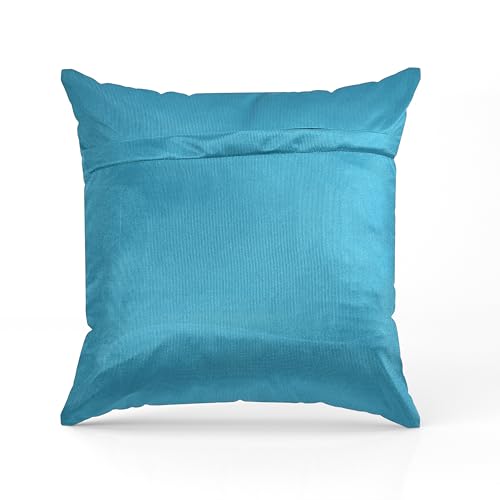 Image of Decorative Throw Pillow Covers, Turquoise Blue with Gold Moroccan Pattern, Velvet Cushion Covers, 2 Pack