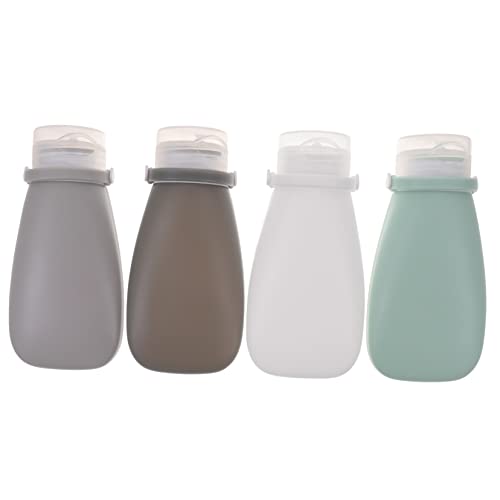 PATKAW 4 Piezas Botella de Gel de sílice Botellas pequeñas con Tapas Botella de Viaje vacía Bomba Travel Bottles Contenedores de Maquillaje pequeñas subbotellas cosméticas páginas