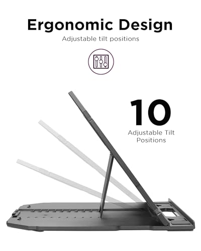 Image of Lenovo Adjustable 2 in 1 Portable, Foldable, Light Weight, Hollow Design to Prevent Heating Tabletop Laptop Stand with Phone Stand - Supports Upto 15 Inch Laptop (GXF0X02619, Black)