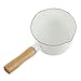 Luxshiny Saute en Émail Yukihira Pan Traditionnel Casserole Japonaise Pot de avec Poignée en Bois Idéal pour Les Ramen Tempura Blanc