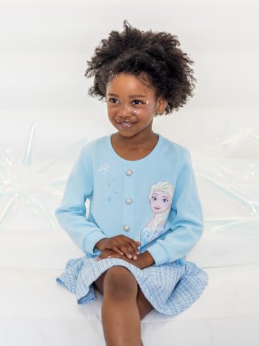 Image of Disney Frozen Elsa Minnie Princess Girl Outfit Knit Top & Tweed Skirt Set 2-13Y
