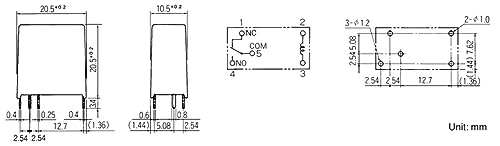 Relé electromagnético 12V CW1-M12S conmutador de 5 pines y 5 amperios 2