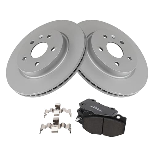 Image of TRQ Rear Brake Pad and Rotor Set Ceramic Coated Rotors Compatible with 2016-2020 Chevrolet Camaro