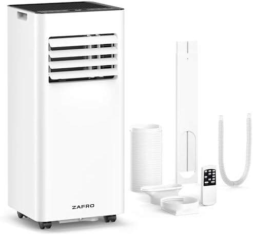 ZAFRO 10,000 BTU Portable Air Conditioners, 4 Modes Portable AC Unit with Fast Cooling/Energy Saving/Remote Control/24Hrs Timer for Bedroom/Dorms/Indoor Rooms, White