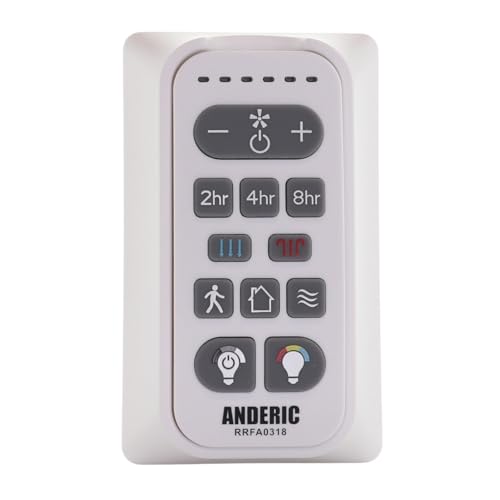 Anderic A25-FA0198A Ceiling Fan Remote Control for Harbor Breeze easy2hang Arbormere 60-in, Queensdale 60-in, Outermark 60-in 6-Speed | DC | Forward/Reverse - Easy Pair - RRFA0318