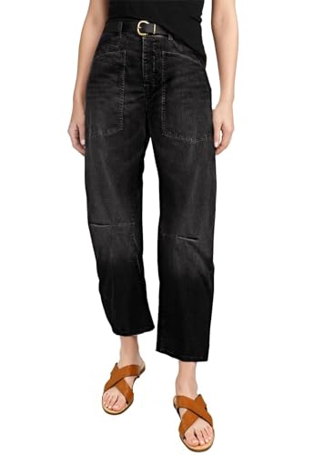 EVALESS Womens Baggy Barrel Jeans High Waisted Wide Leg Boyfriend Denim Ankle Pants