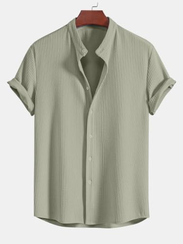 Image of GRECIILOOKS Men's Polycotton Regular Fit Casual Shirt | Stylish | Printed | Solid | Short Sleeve | Trendy (Available in Plus Size)