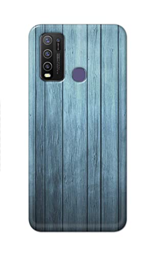 Image of Printed Hard Back Cover Case for Vivo Y50 Back Cover (Wooden Blue) -1302