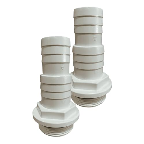 HAF® 2X ABS Schlauchtülle O-Ring mit 32 und 38mm Schlauchtüllen x 1 1/2' Außengewinde inkl. 2X Edelstahl Schlauchschelle für Pool Pumpenanschluss...Qualität: Made in Europe