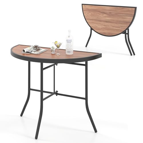 Image of Giantex Half Round Folding Table, Half Moon Dining Table with Heavy-Duty Metal Frame, Portable Space-Saving Semi-Circle Bistro Table for Banquet Event Patio Garden Entryway (1)