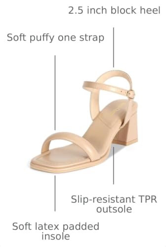 Image of Women's Chunky Block Heeled Sandals Open Toe Strappy Heel | 2.56 Inches Open Toe Ankle Strap Block High Heel Sandal Dress Dancing Sandals Daily Work Party Shoes
