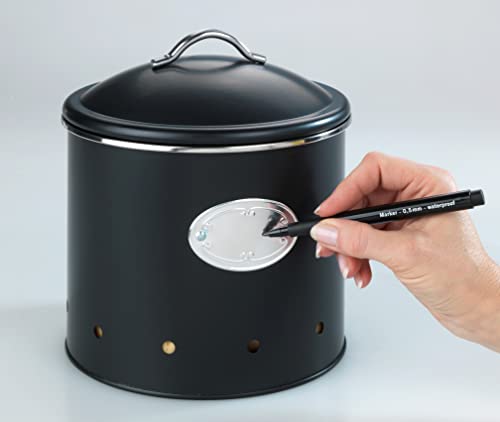 WENKO Aufbewahrungsdose Mod. Nero, 1,6 Liter, Frischhaltedose zur luftdichten Aufbewahrung von Lebensmitteln, wasserdicht, aus lackiertem Metall mit Applikation, Retro-Design, Ø 13 x 18 cm, Schwarz