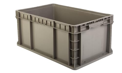 Hudson-Exchange-24-x-15-x-11-3-Pack-Straight-Wall-Handled-Storage-Container-Tote-GrayBrown Hudson Exchange 24 x 15 x 11" (3 Pack) Straight Wall Handled Storage Container Tote, Gray/Brown - Image 1