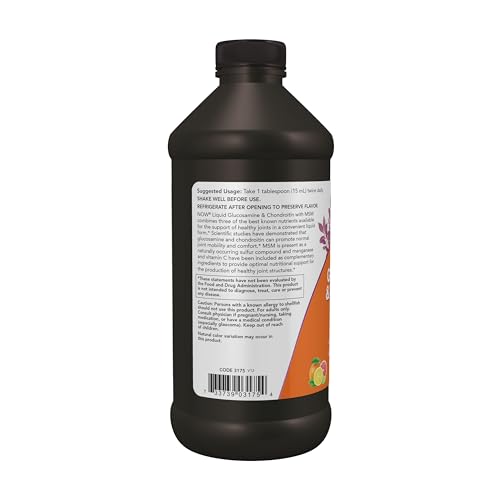NOW Supplements, Glucosamine & Chondroitin with MSM, Liquid, Joint Health, Mobility and Comfort*, 16-Ounce - Image 4