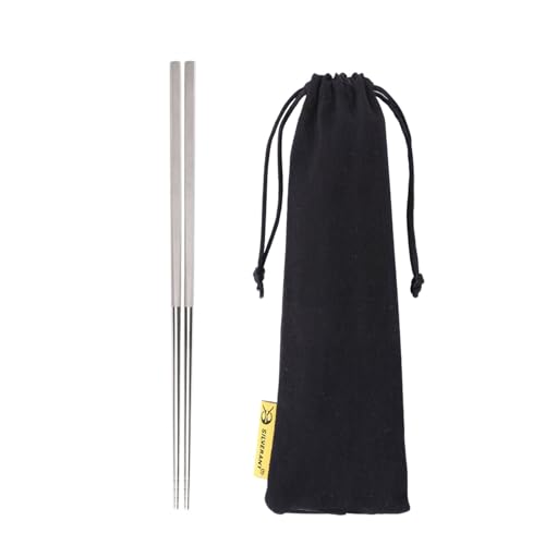 SILVERANT Titanium Long Handle Chopsticks, Ultralight Camping Cutlery Outdoor Utensils for Backpacking Hiking & Bushcraft Flatware (Longhandled Chopstick)