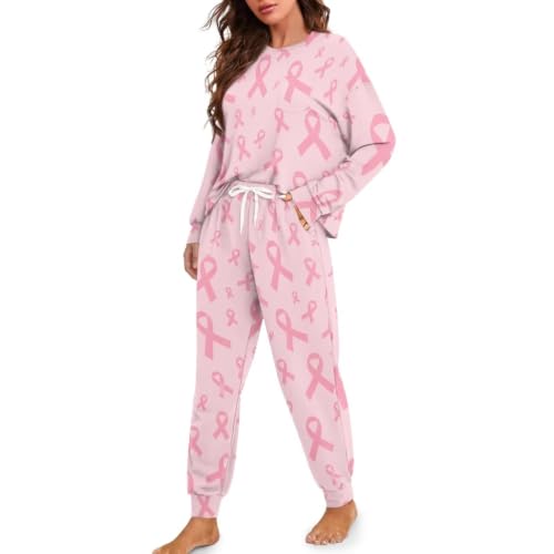 Image of Womens Pajama Sets 2 Piece Pjs Lounge Sets Long Sleeve Sleepwear Crew Neck Pullover Top with Long Pants