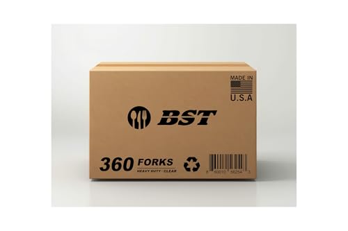 BST Plastic Cutlery Hygienically-packed Clear Plastic Cutlery Set - 360 Pieces, 7 Inch Forks, Disposable Party Tableware, Large - MADE IN USA!