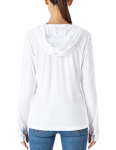 Naviskin Women's UPF 50+ UV Sun Pro   tection Hoodie Lightweight Outdoor Long Sleeve Shirt White Size L