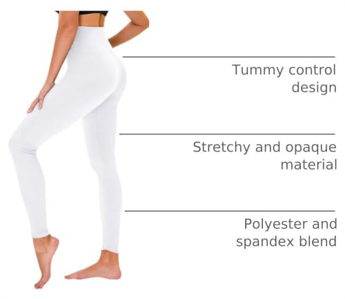 Image of TNNZEET High Waisted Leggings for Women - No See Through Tummy Control Cycling Workout Yoga Pants with Pockets Reg & Plus