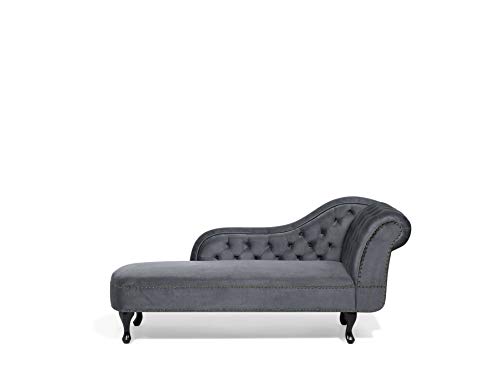 Preisvergleich Produktbild Beliani Retro Chaiselongue Samtstoff rechtsseitig grau Nimes
