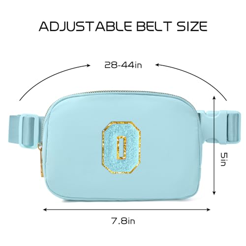 Image of Gitus Gifts for 8 9 10 11 12 Year Old Girls Belt Bag Fanny Pack Crossbody Bags with Initial Letter Patch Cute Stuff Birthday Gifts for Teen Girls Women Personalized Trend Stuff (Icing Blue-O)