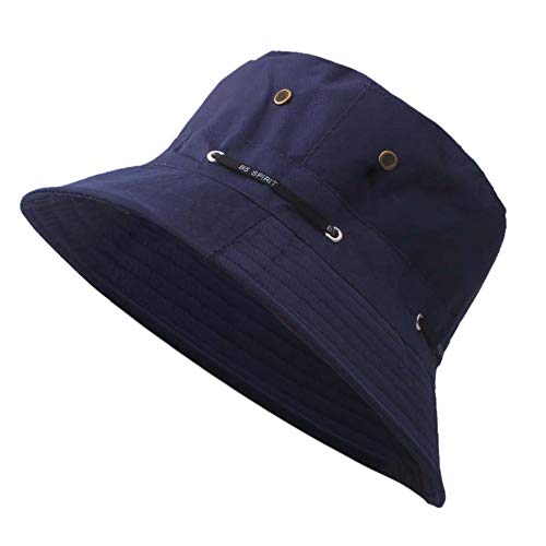 Qixiu Chapeau de seau pliable pour femme garçon et fille - Étanche - Pliable - Pour le camping, bleu marine, taille unique Cover