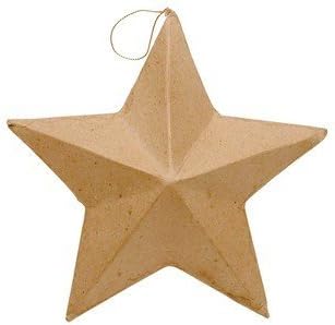 Set of 4 Ready to Personalize Paper Mache Star Ornaments
