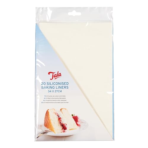 Tala Rectangular Siliconised Baking Liners, Baking Tray Liner to Prevent Sticking and Supports Quick Release for All Baked Products, Measures 34cm x 27cm, Pack of 20 Tray Liners