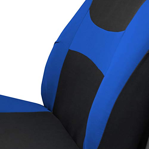 Image of FH Group Universal Car Seat Covers Front Set for SUV Truck Sedan Vans | All-Purpose Cloth Seat Cover Set Airbag Compatible Washable Split Bench Protector Interior Upgrade - Blue