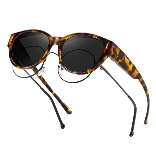 kimorn Polarized Fit Over Glasses Sunglasses For Women Man,Trendy Cat Eye Shades For Driving Riding