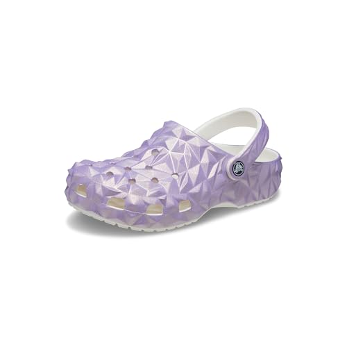 Crocs® Classic Geometric Clog Platform Clogs for Men and Women - Croslite™ Upper and Outsole – Slip-on Style Iridescent Lilac Men's 5, Women's 7 Medium