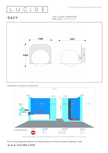 LUCIDE DAVY - Wandleuchte Badezimmer - 1xG9 - IP44 - Grau