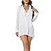 Zoye Chen Women’s Bikini Swimsuit Cover Up, Button Down V Neck Beach Shirts,Long Sleeve Beach Coverups Beachwear for Women (White, X-Large)