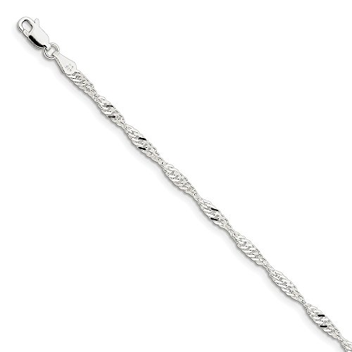 925 Sterling Silver 3mm Link Singapore Bracelet Chain 7 Inch Fine Jewelry For Women Gifts For Her