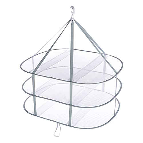 Fiacvrs Séchoir à linge pliable à 3 niveaux - Portable - Coupe-vent solide - Pour pulls, herbes et autres dépôts Free Size