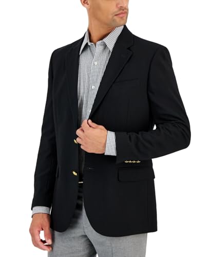 Nautica Mens Modern fit Sport Coat Blazer 44 L Black Solid Stretch