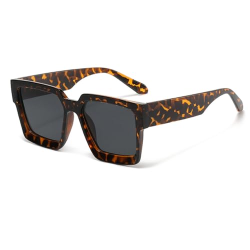 Lunettes de soleil carrées vintage UV400 rétro style léopard pour femme et homme