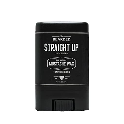 Live Bearded: Mustache Wax - Straight Up - 0.35 Oz - Medium Hold - All-Natural Ingredients With Beeswax, Lanolin, Jojoba Oil - No Fragrance - Made In The Usa #TOP17