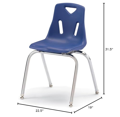 Image of Jonti-Craft Berries 8148JC1112 Stacking Chair with Chrome-Plated Legs, 18 inch Height, Navy