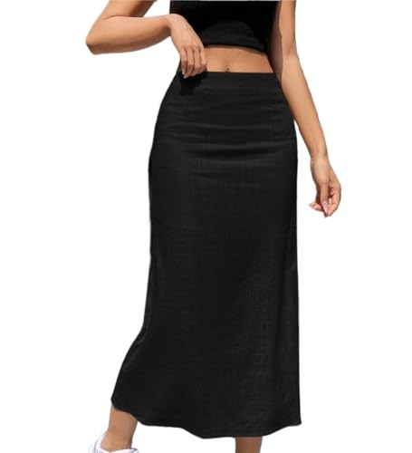 Trend Women's Summer Basic Skirt Summer Solid Color Casual Long Skirt For Beach