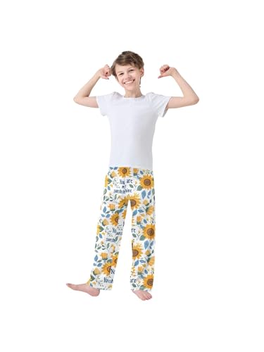 ZZKKO Sunshine Sunflower Leaves Boys Pants for Kids Jogger Pants with Pockets S3
