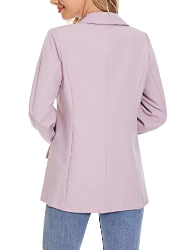 Womens Casual Blazers Open Front Long Sleeve Work Office Jackets Blazer,Casual Work Solid Color Blazer (Pink, L) #TOP4