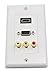 SinLoon Multifunction Hdmi VGA 3RCA Combo Home AV Outlet Audio Video Wall Plate Face Cover Plate Panel(1 Hdmi+ 3 RCA + 1 Vga)-White