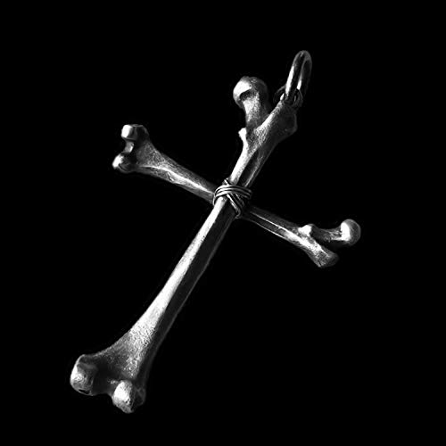 Pendentif squelette en croix d'os en métal durable qui ne noircit pas - 3