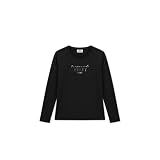 FREDDY - T-Shirt Manica Lunga Donna con Grafica Oro E Strass, Donna, Nero, XX Large