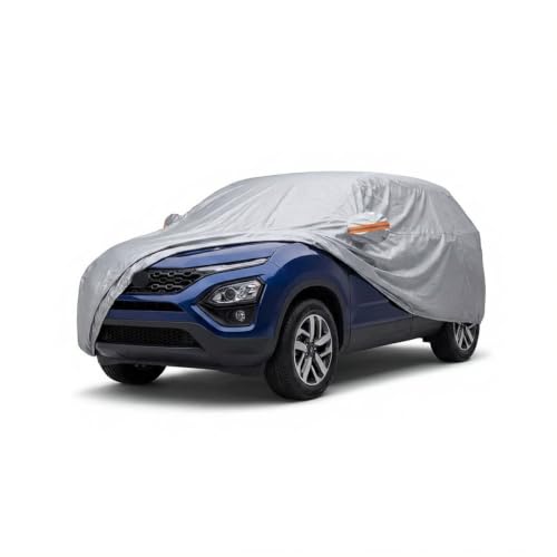 Image of myTVS 100% Waterproof Car Body Cover for Tata Harrier EV - Custom-Fit, Double-Layer, UV & Dust Proof, Mirror Pockets & Elastic Clip Lock (CSK 10A)