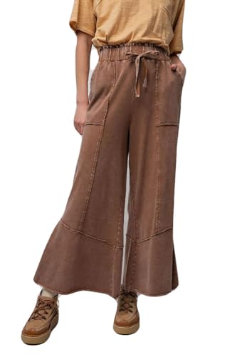 Easel Feeling Good Comfy Pull On Pants Chocolate Brown/S2
